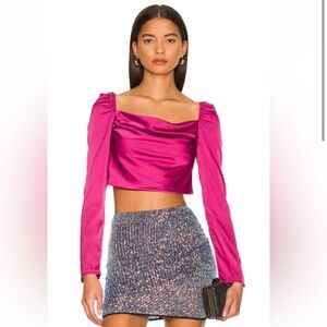 REVOLVE More To Come magenta open back crop top, medium